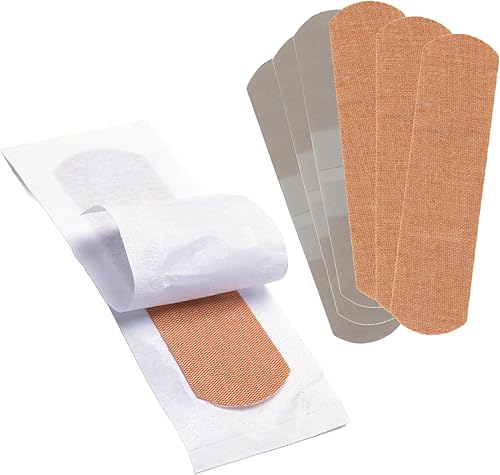 200 tiras adhesivas flexibles de tela, vendajes transpirables de 3 x 34 pulgadas con almohadilla antiadherente, sin látex para botiquín de primeros