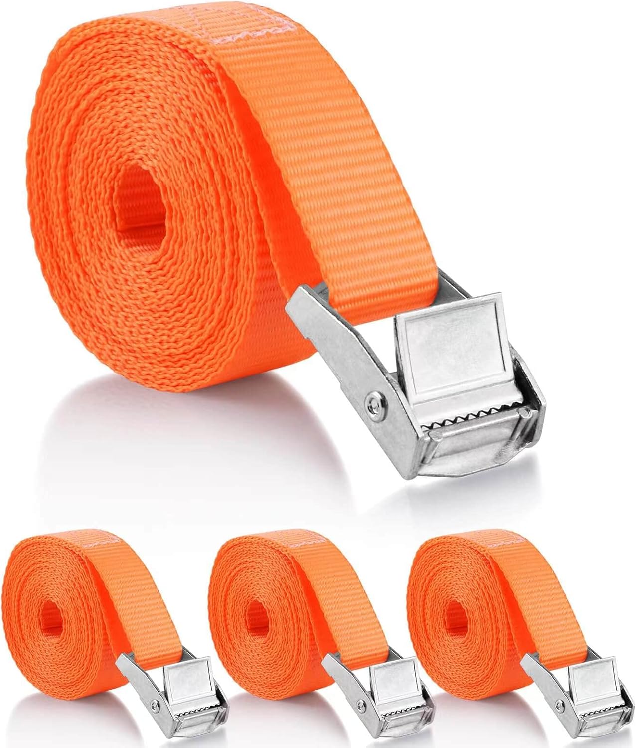 4-Pack Lashing Straps (1in x 10ft) - Cam & Ratchet Straps for Kayaks, Motorcycles, Trailers, Roof Racks & Car Tie Downs - Up to 600lbs