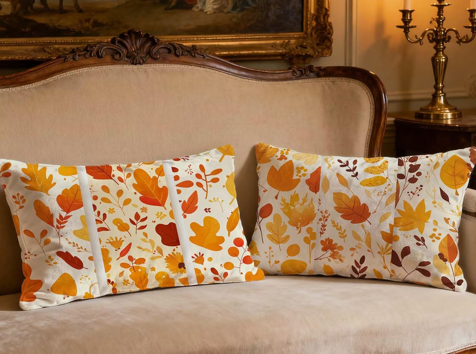 Housse de coussin 60x90 orange en velours pour un salon cosy