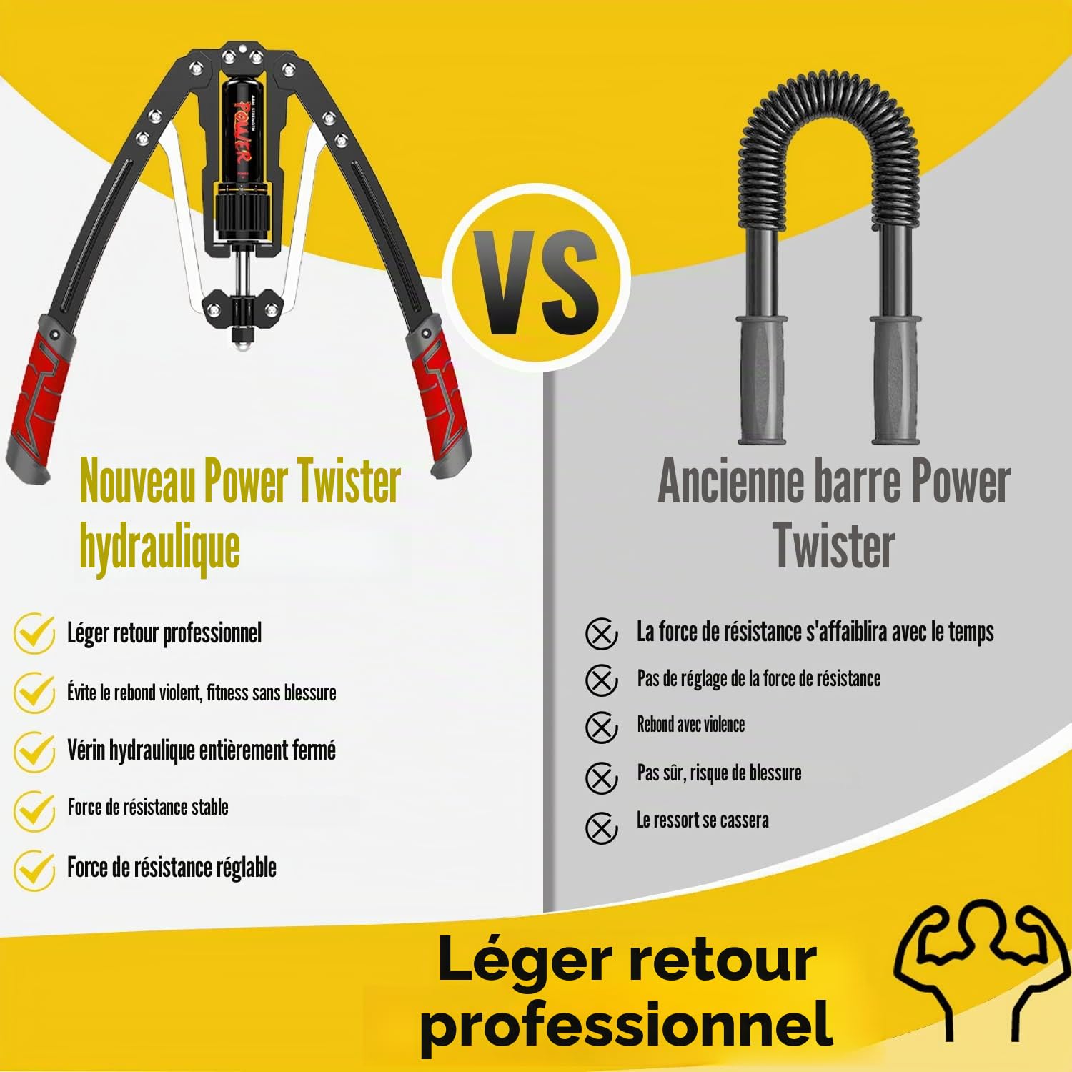 Musculation Avant Bras Barre Twister Réglable Power Twister 10-200kg Musculation Homme Pectoraux Biceps Alteres Musculation Femme Exercices du Haut du Corps, de la Poitrine, des épaules