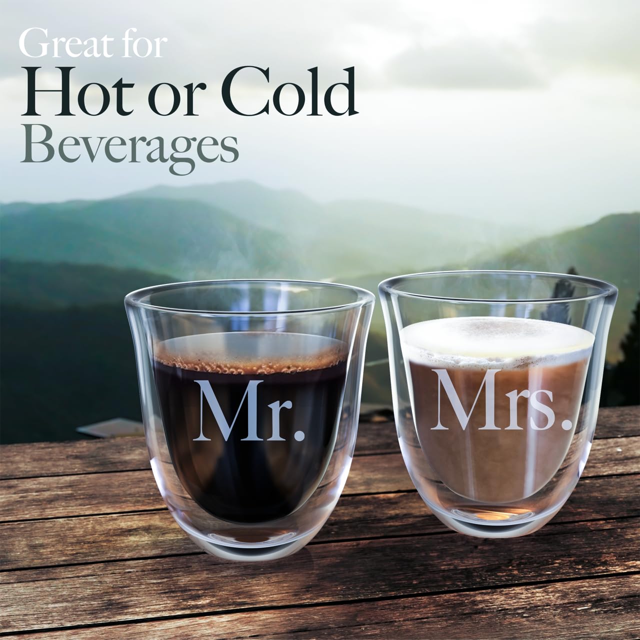 Mr and Mrs - Juego de copas de vino de whisky, regalos únicos de boda para novia, novio, compromiso, aniversario, recién casados, parejas, marido, esposa, taza para bebidas frías y calientes