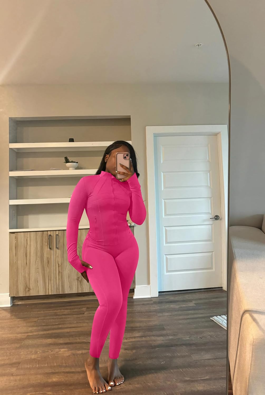 Vssjavun Women 2 Piece Outfits Sweatsuit Sets Long Sleeve Zipper Workout Jacket with High Waist Legging Sets Tracksuit - Image 4