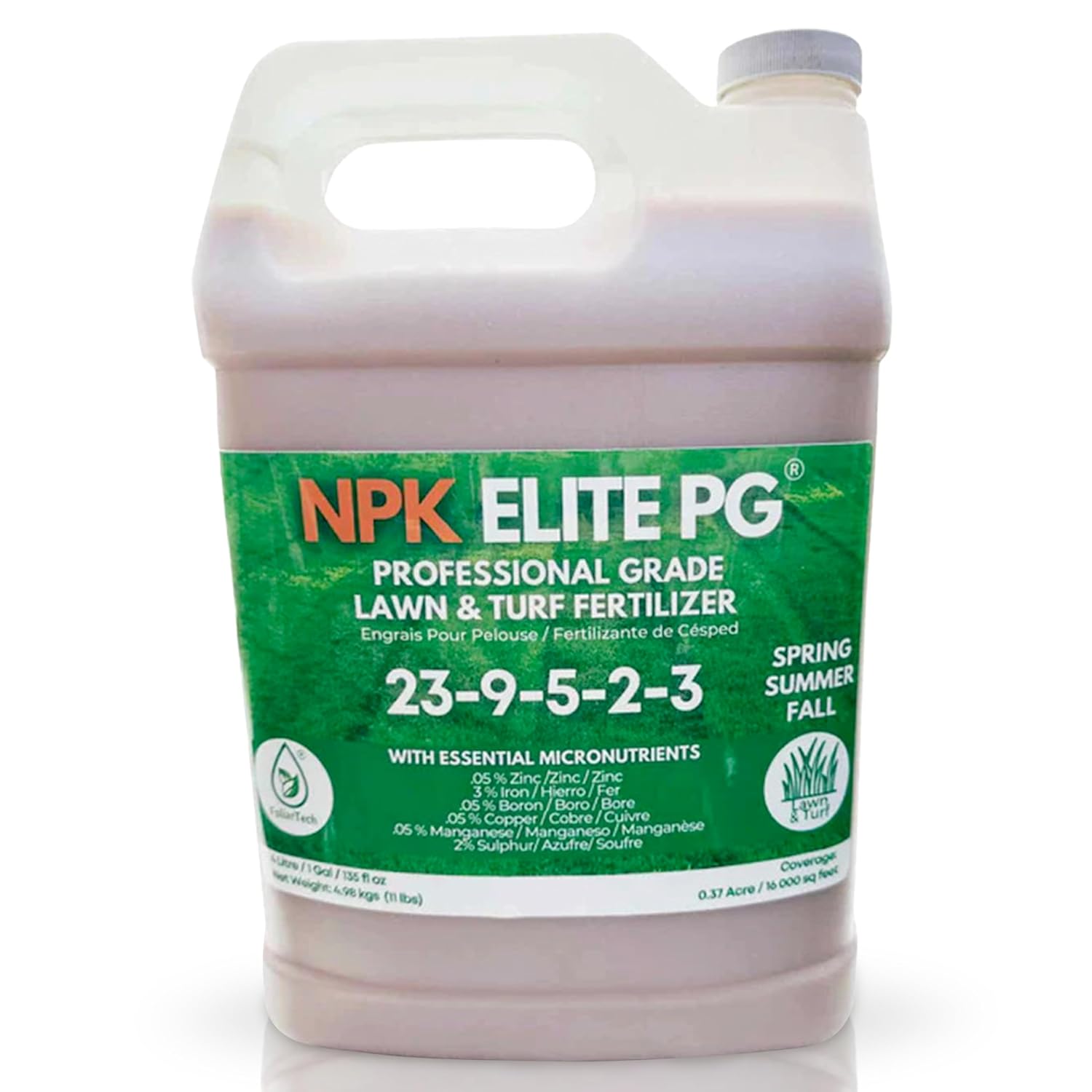 NPK Fertilizer - Liquid Lawn Fertilizer with Nitrogen, Phosphorus & Potassium for Grass, Turf, Golf Courses & Conifer Trees by FoliarTech, 4L