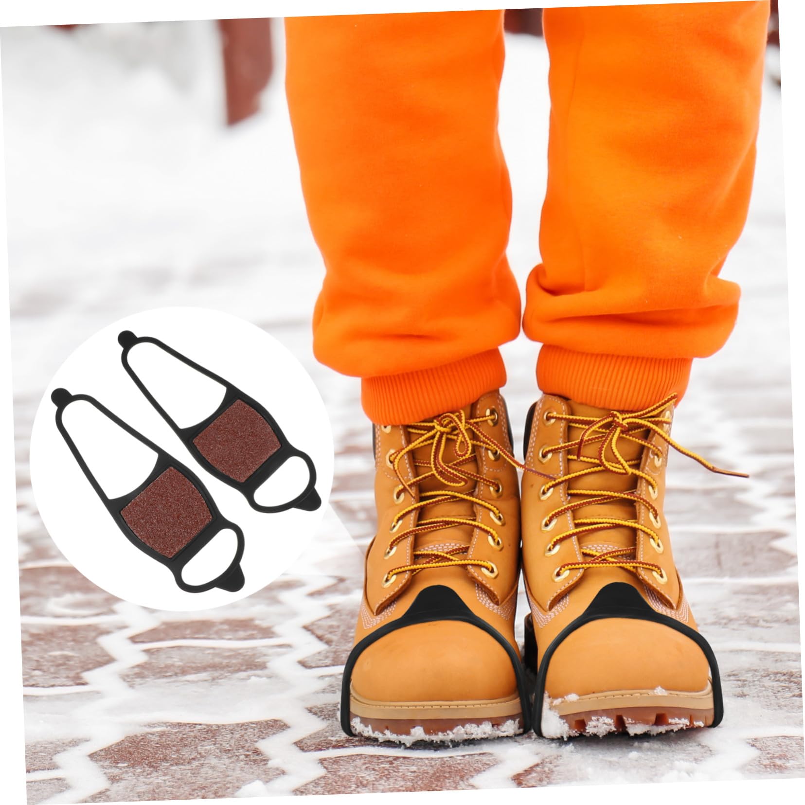 POPETPOP Crampons Antidérapants pour Chaussures en Caoutchouc, Légers et Solide, 2 Paires pour Marche et Déneigement en Extérieur sur Neige et Glace