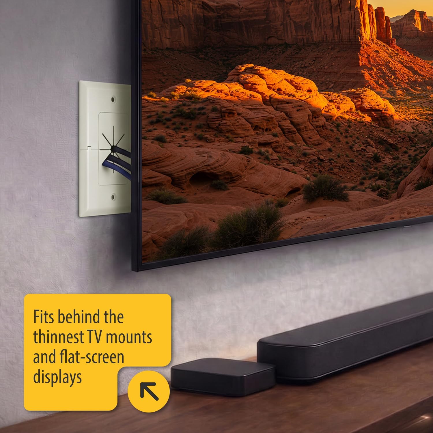 DATA COMM Electronics 45-0016-BK Décor Insert with Flexible Opening, Low Voltage, in Wall Plate Cable Pass Through, Conceals Up to 4 Cables, Cord Hider, Flush Mount for HDTV & AV Devices, Black image 3