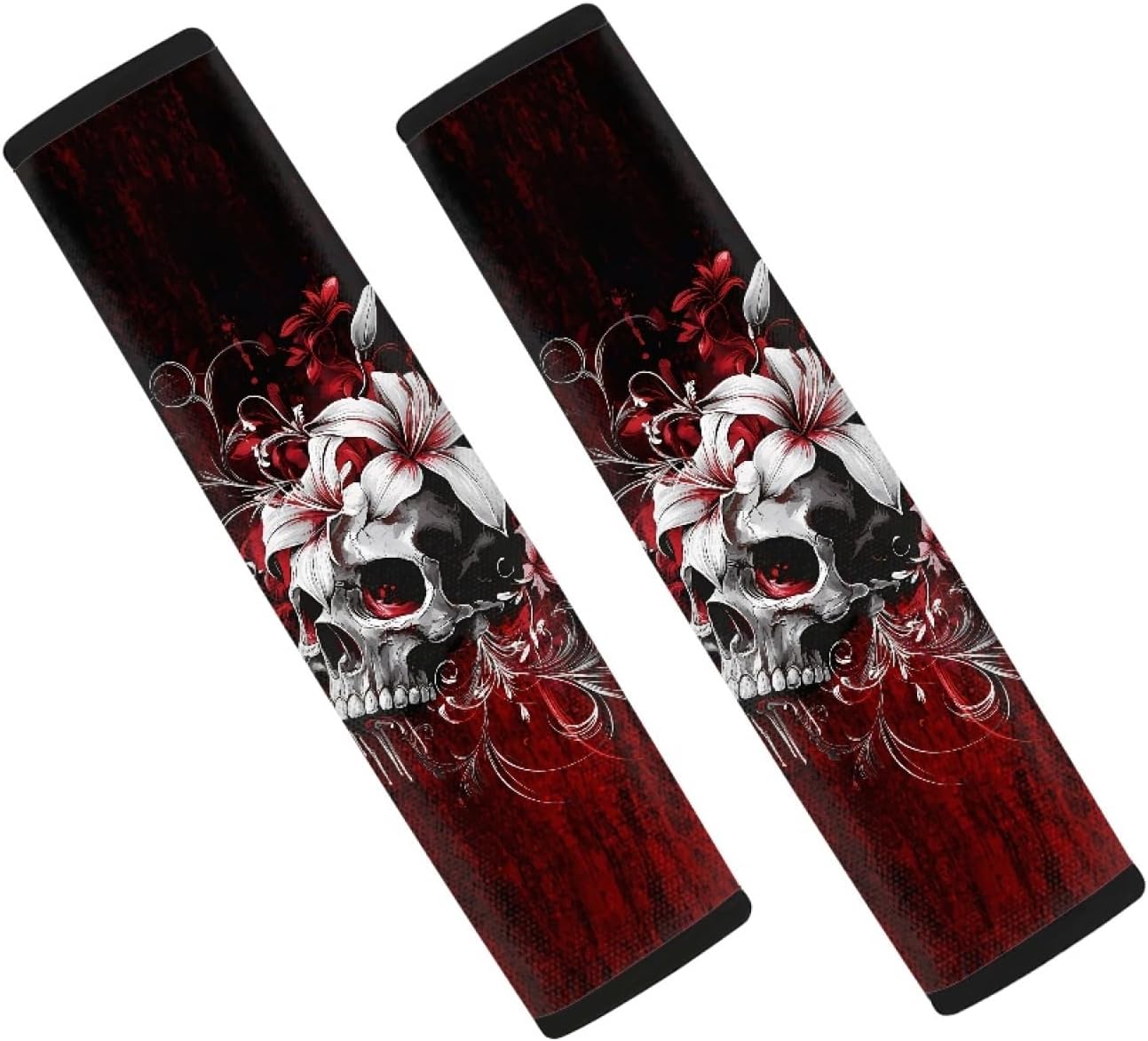 Gothic Skull Car Seat Belt Pads Covers 2 Pack Car Seat Belt Shoulder Pads Flower Car Seat Belt Cover Fit for SUV Sedan Truck Van Automotive Accessory