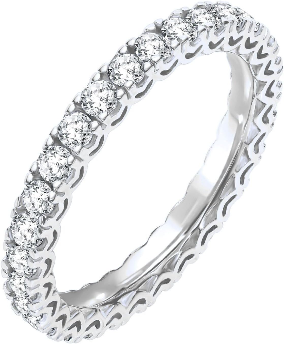 Moissanite Eternity Ring For Women 1.00 Cttw 18K/14k White/Yellow Gold Over Silver (D Color VVS Clarity) Comes With Gift Box