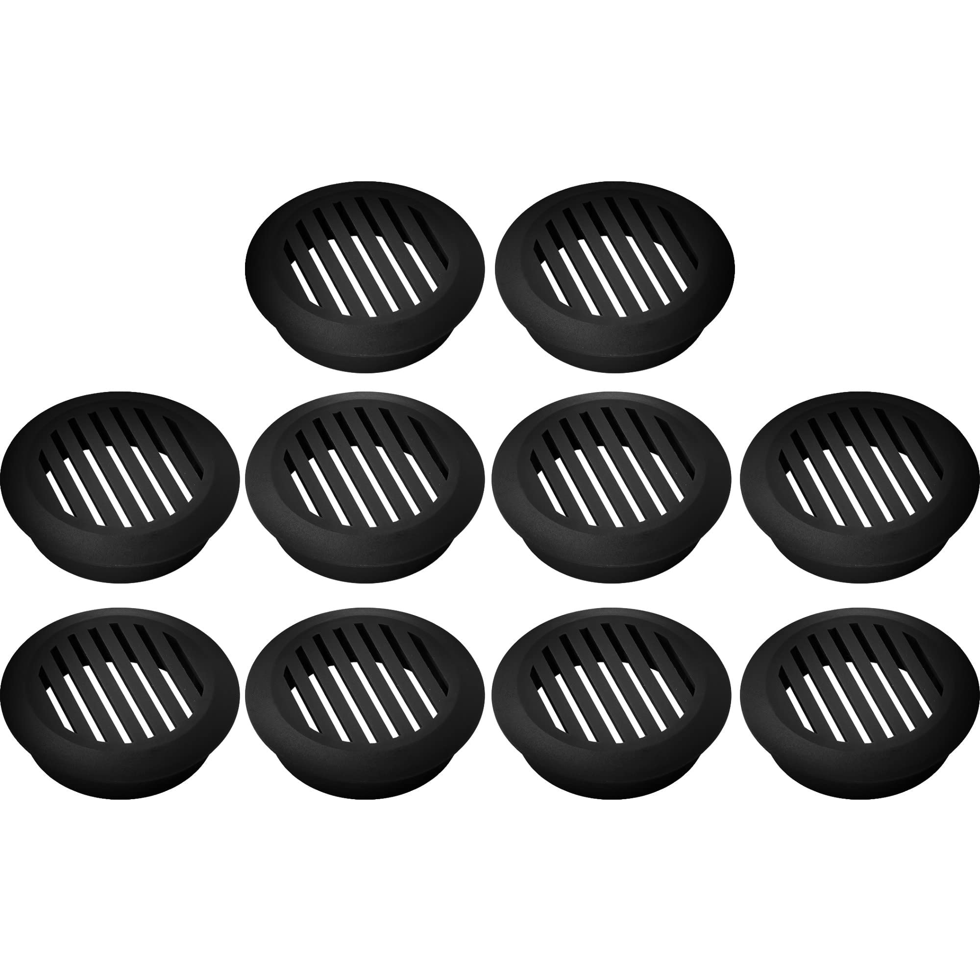 cyclingcolors 10 x okrągła kratka wentylacyjna z tworzywa sztucznego średnica wgłębienia 50 mm wysokość 12,5 mm osłona sufitu ściana stolarska, czarna