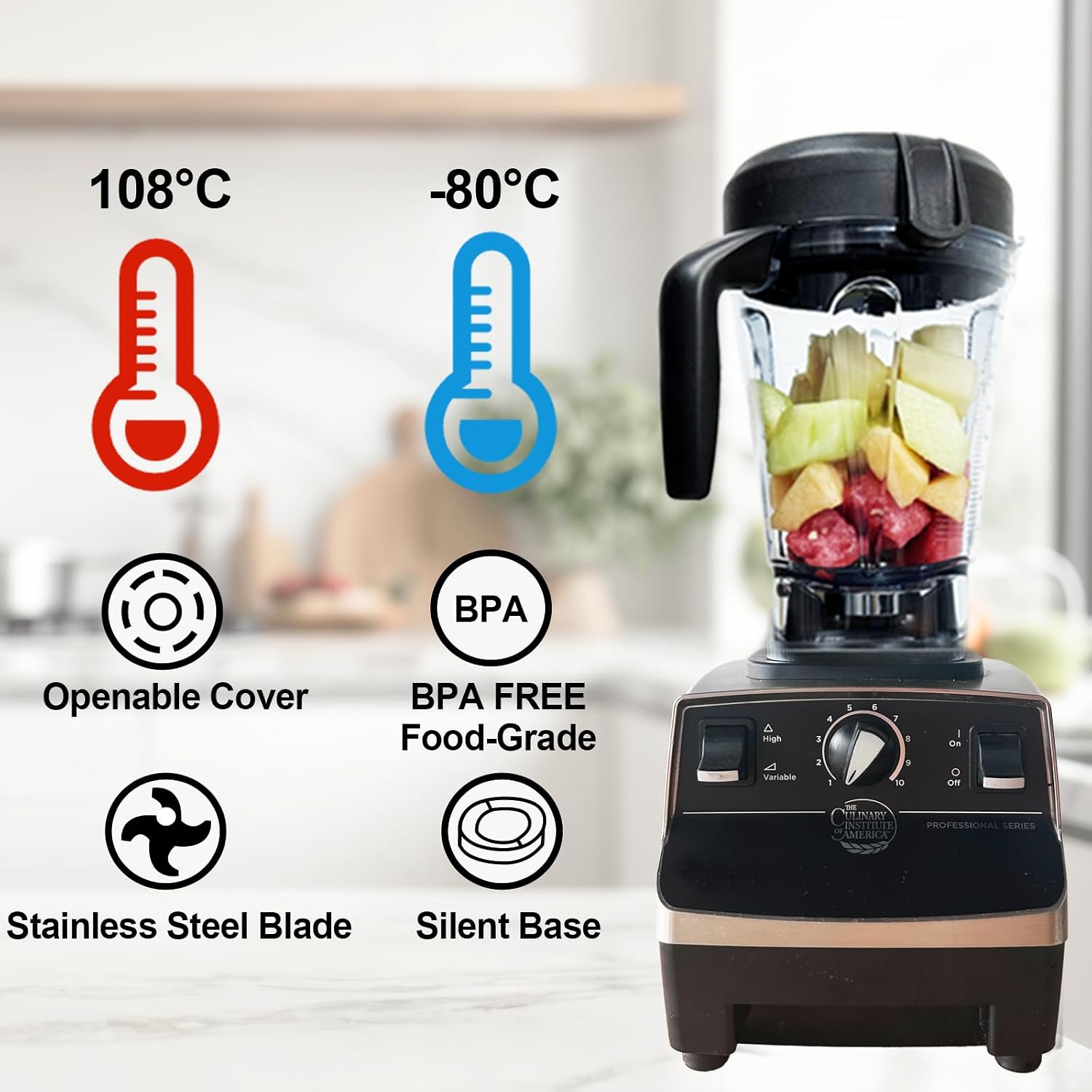 64oz Low-Profile Blender Pitcher, Compatible with Vitamix 750,5300,5200,5000,7500,6300,VM0102,VM0103,VM0197,E310,G/Classic C/Explorian/Commercial Series etc Blender Replacement Container