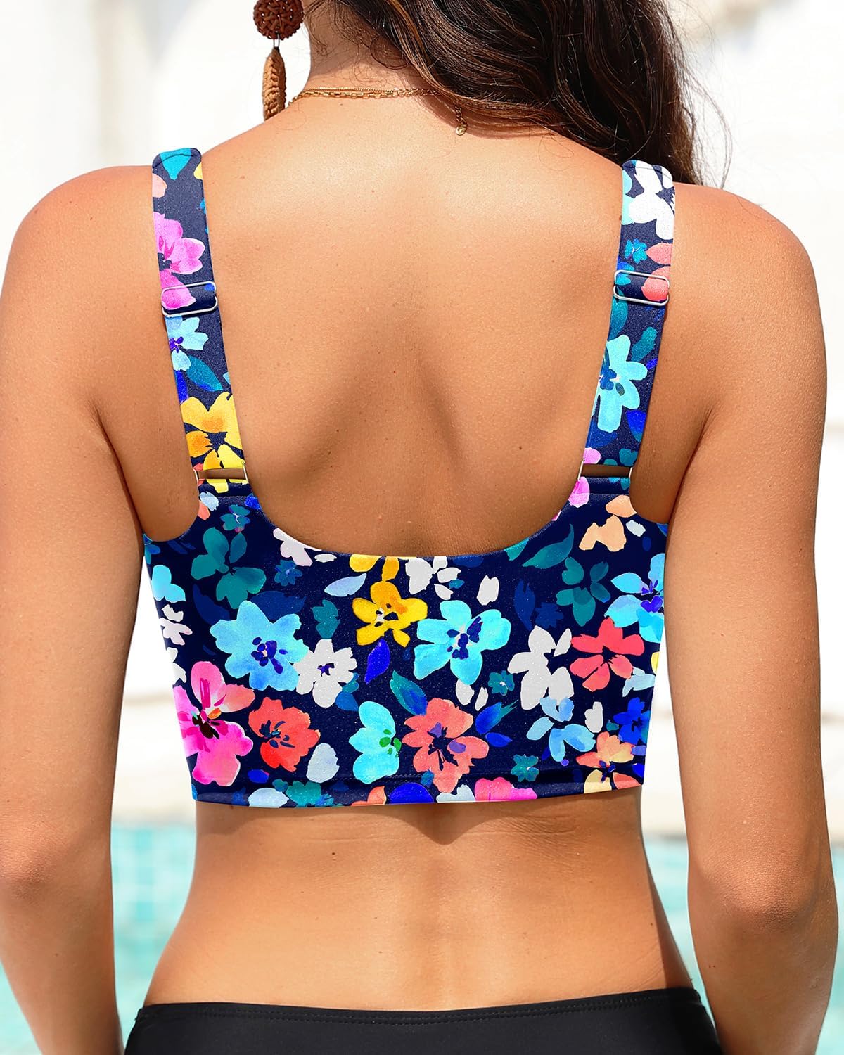 Women Sports Bra Swimsuit Top - Crop Bikini Top Only Modest Bathing Suit 2025 Square Neck Swimwear - Image 2