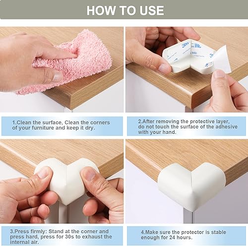 Miniatura 7 de Paquete de 8 protectores de esquina para bebés, esquinas y bordes precintados, esquinas y bordes a prueba de bebés, parachoques de seguridad para