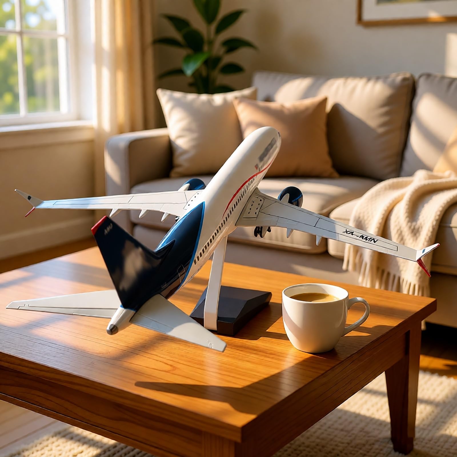 Modello aereo B737 max in scala 1:85 con ruote controllo vocale Espositore Aereo collezione ad alto realismo for casa, decorazione dell'ufficio, regalo perfetto for gli appassionati