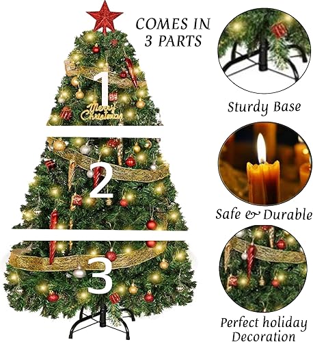 Miniatura 2 de Árbol de Navidad artificial de 4 pies con 100 luces LED y adornos surtidos, exquisitas decoraciones de Navidad para interiores y exteriores,