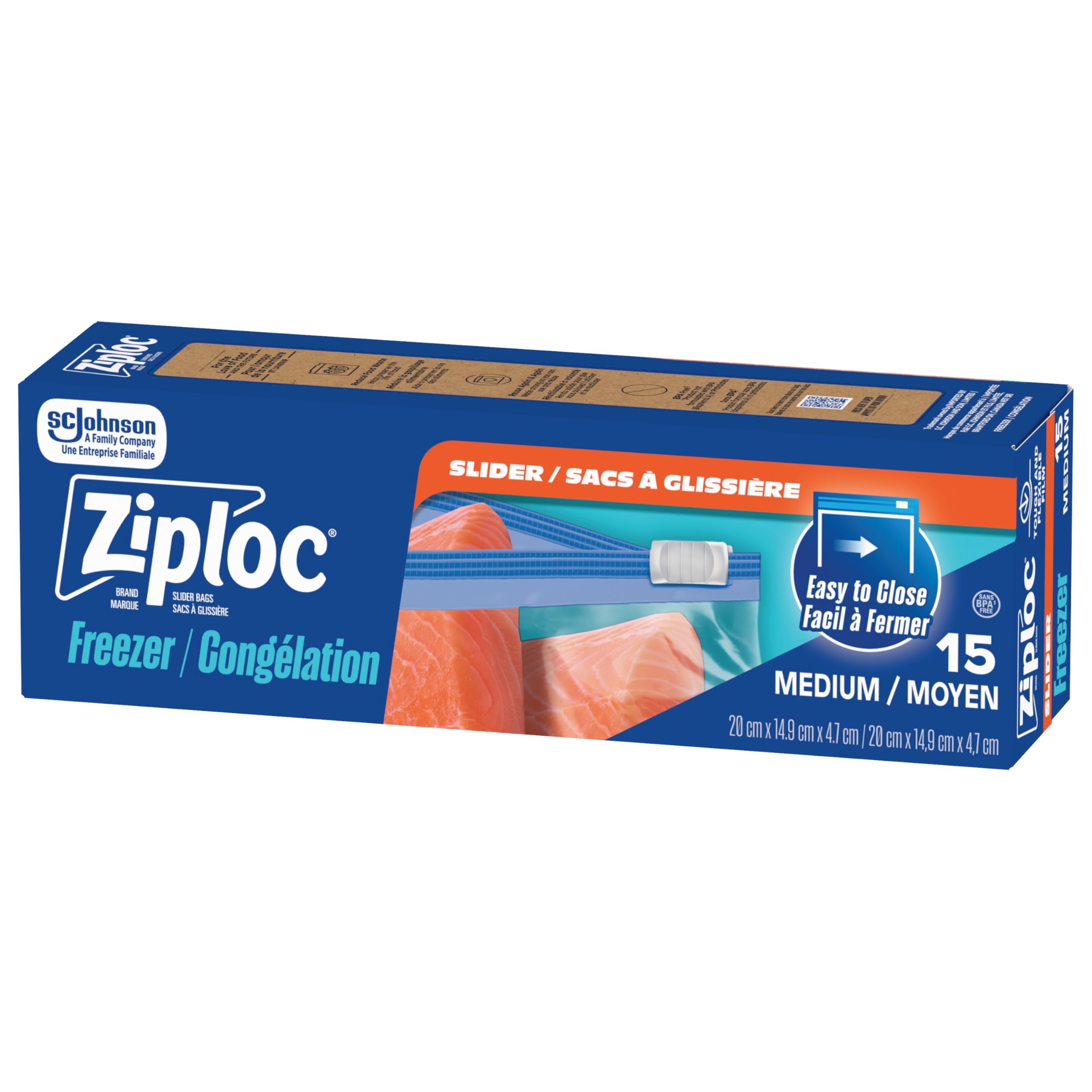 Ziploc Medium Food Storage Freezer Slider Bags, Puncture-Resistant