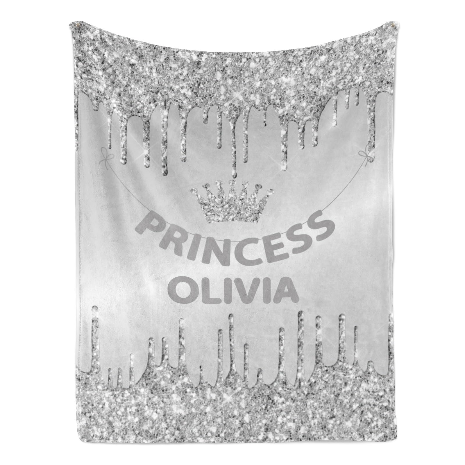 Joyestore Ships Next Day-Grey Dripping Glitter Personalized Name Dog Bed Blanket Thanksgiving Blanket Decor,50