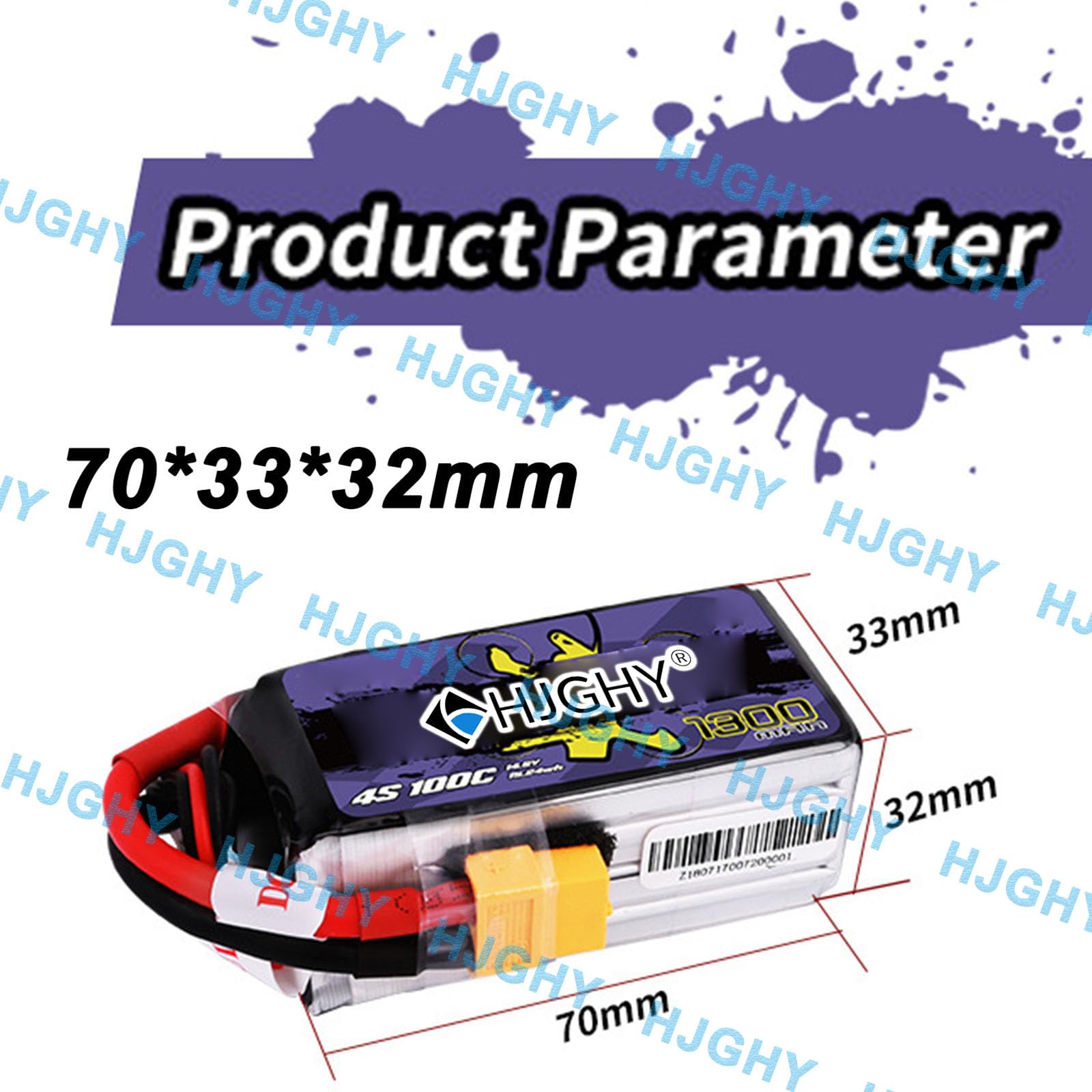 Batteria ai polimeri di Litio da 14,8 V 6S per droni | Batteria al litio da 14,8 V 1300 mAh con elevata velocità di scarica 100C per aeromodelli/droni da corsa con BMS