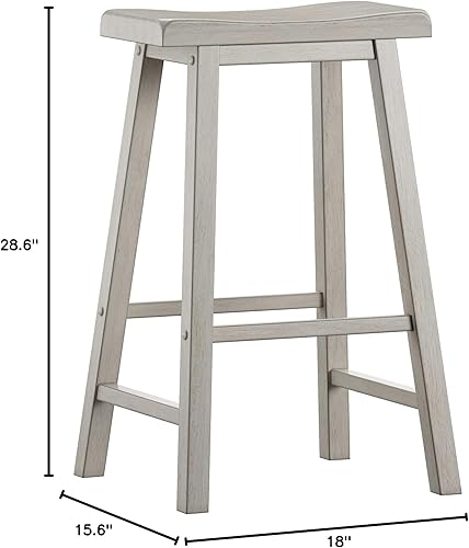 Miniatura 3 de Inspire Q Salvador II - Taburetes de bar sin respaldo (juego de 2) de Classic Antique White Antiguo, acabado de madera