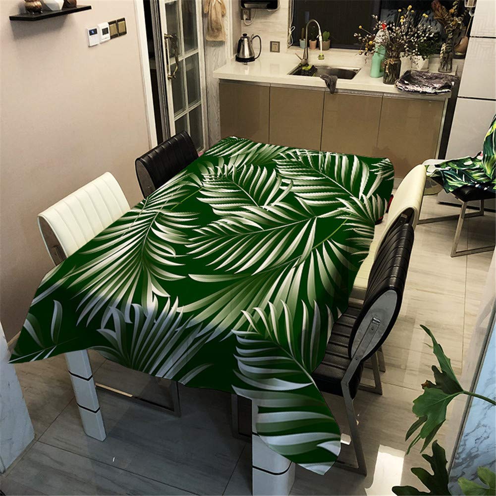 Morbuy Green Tropical Leaves Waterproof Table Cloths Rectangle, Stain-Resistant Tablecloth Easy Wipe Clean Table Cover For Home Kitchen Dining Garden Kids Party Wedding Decorative (,100X140cm)