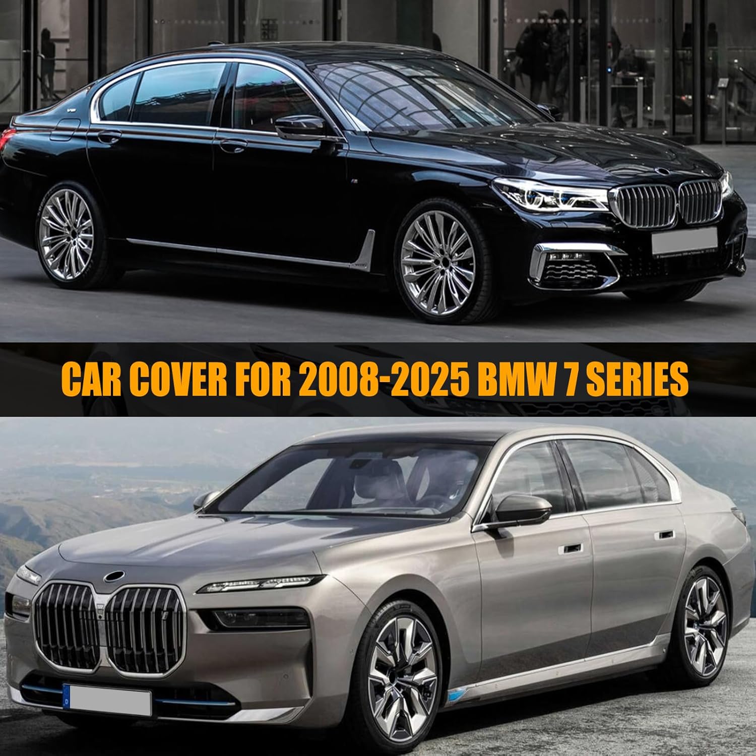 Waterproof Premium Car Covers Replace for 2008-2025 BMW 7 Series, 10 Layers Heavy Duty with Cotton Liner All Weather Car Cover with Zipper Door, Windproof Bands for Snow Rain Dust Protection