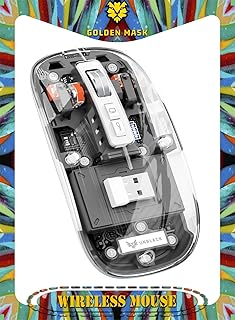 ماوس لاسلكي شفاف كريستالي من انبلاك للألعاب، نقطة لكل بوصة قابلة للتعديل، وضع ثلاثي 2.4 جيجا تبديل بلوتوث 2، شاشة رقمية قابلة لإعادة الشحن، ماوس صامت للكمبيوتر واللاب توب وماك وآيفون وأندرويد (رمادي)