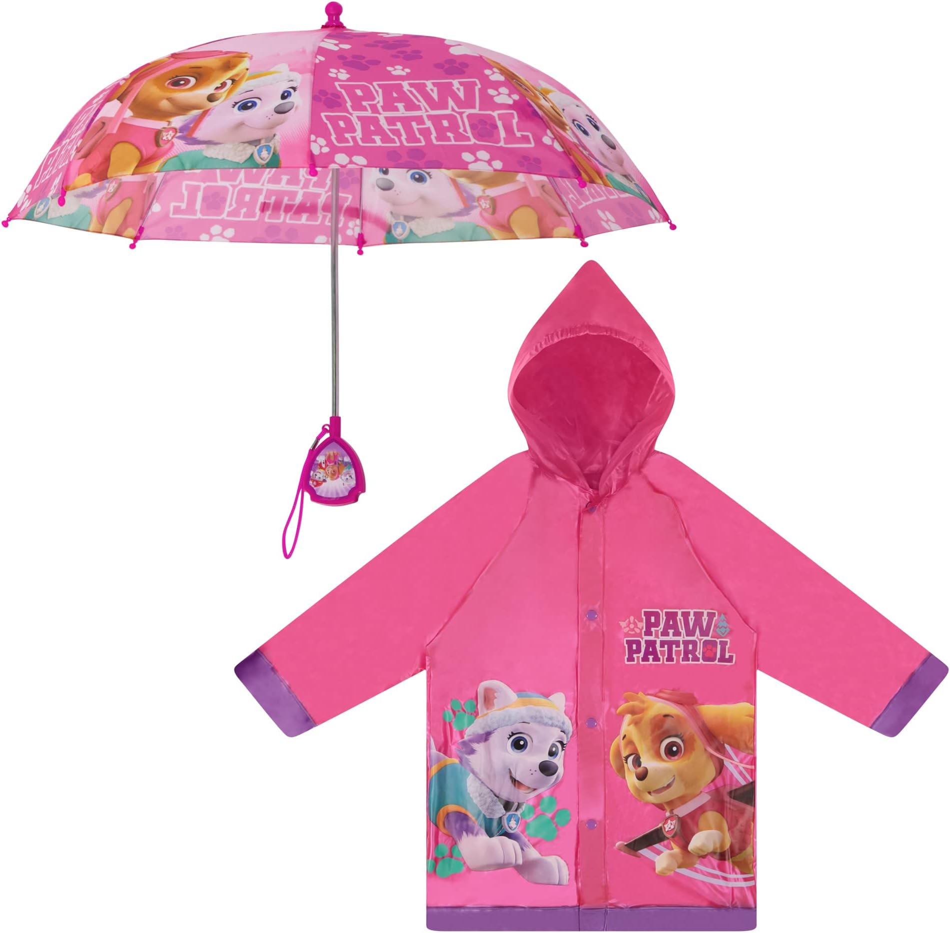 baby-girls Nickelodeon Kids Umbrella and Slicker, Paw Patrol Toddler and Little Girl Rain Wear Set, for Ages 2-7 Slicker and Umbrella
