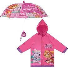 Nickelodeon girls Kids Umbrella and Poncho Raincoat Set, Paw Patrol Girls Rain Wear for Toddler 2-3 Or Kids 4-7