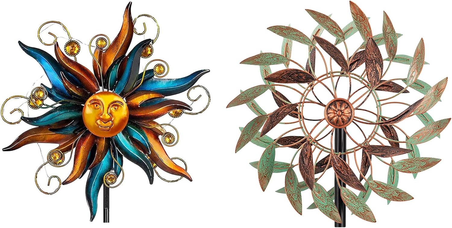 VEWOGARDEN Garden Solar Wind Spinner+Kinetic Metal Wind Spinners for Patio, Lawn & Garden