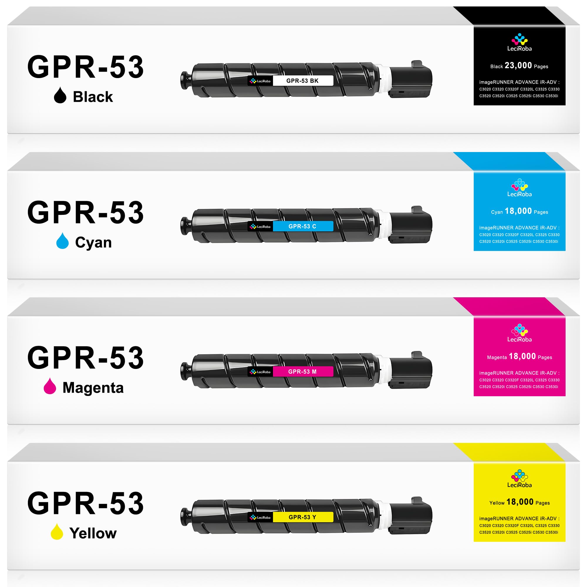 GPR-53 GPR53 High Capacity Toner Cartridge Replacement for Canon imageRUNNER Advance iR-ADV C3020 C3320 C3320F C3320L C3325 C3330 C3520 C3520i C3525