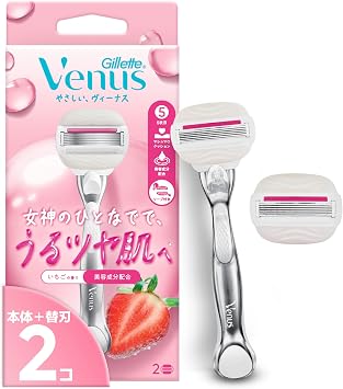 Gillette Venus Comfort Glide 5, Moist Skin, Strawberry Scent, Main Unit, 2 Replacement Blades Soap Included, Razor