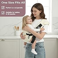 Vista 5 de Portabebés para niños pequeños, portabebés de cadera con respaldo, portabebés ligeros para viajes, beige