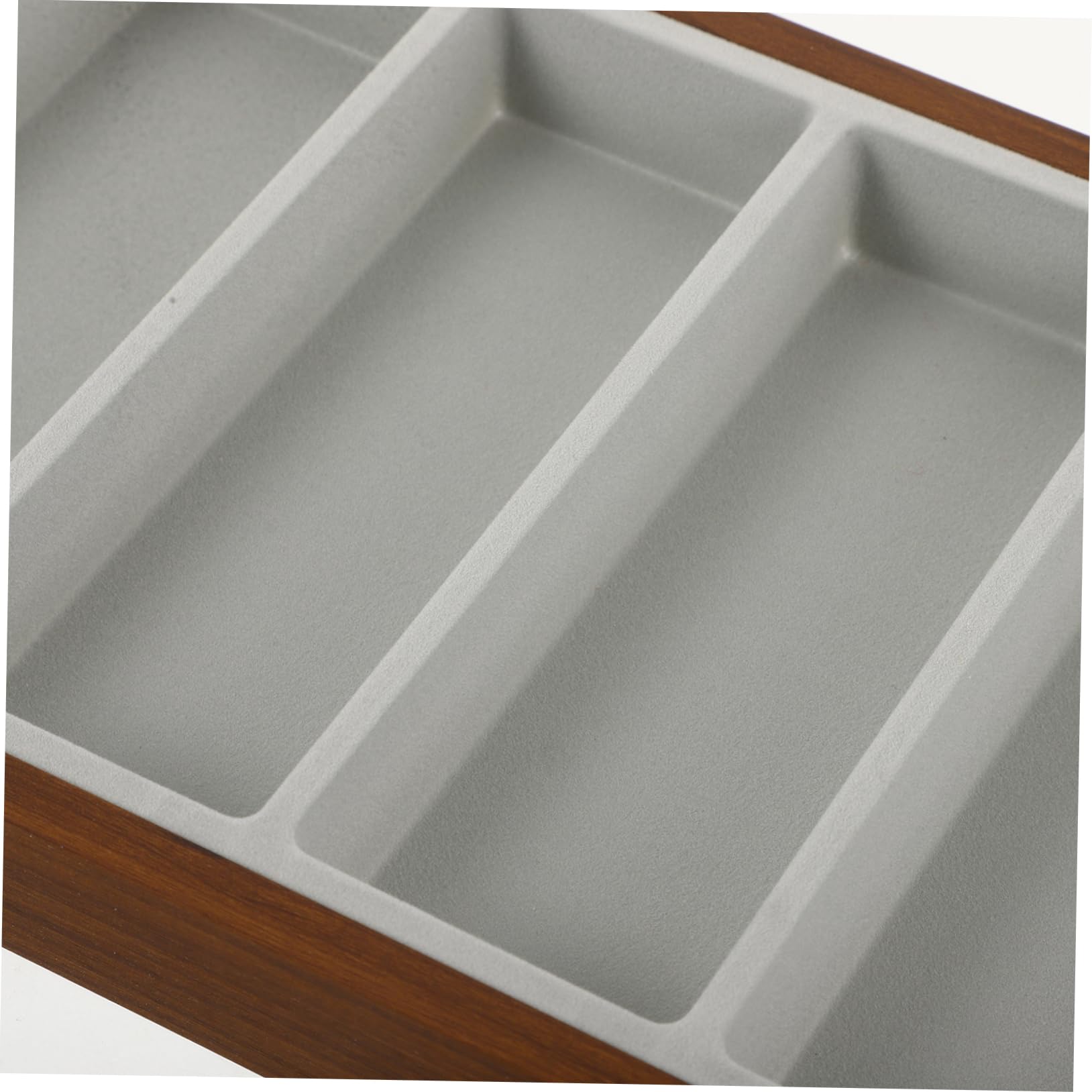 YARNOW Porta Occhiali da Sole in Legno con 7 Scomparti, Vassoio Organizzatore con Tessuto Grigio, Multiuso per Casa e Negozio con Eccellente Fattura