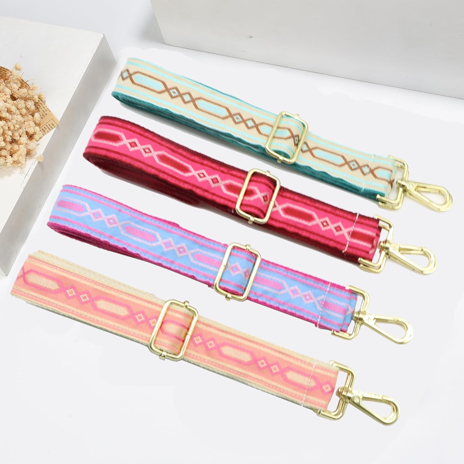 Crossbody Straps for Purses gold Hardware Purse Strap Wide Shoulder Strap Adjustable Replacement,Retro Jacquard Embroidery for Shoulder Bags - Image 6