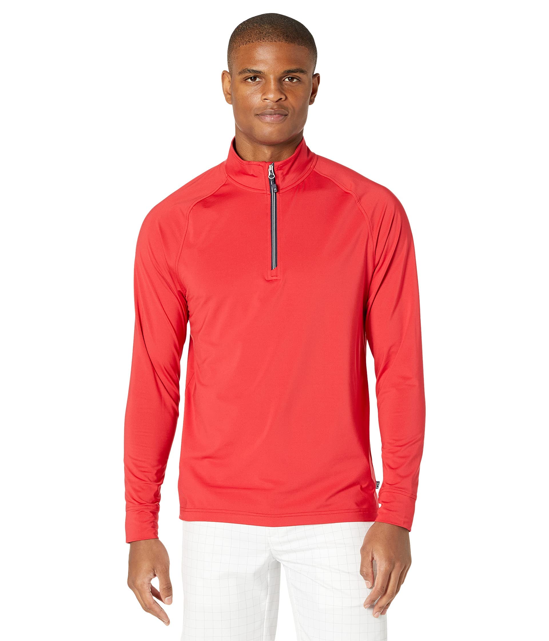 Cutter & Buck Herren Adapt Eco Strickpullover, langärmlig, mit Viertelreißverschluss Hemd, rot, 3X-Groß
