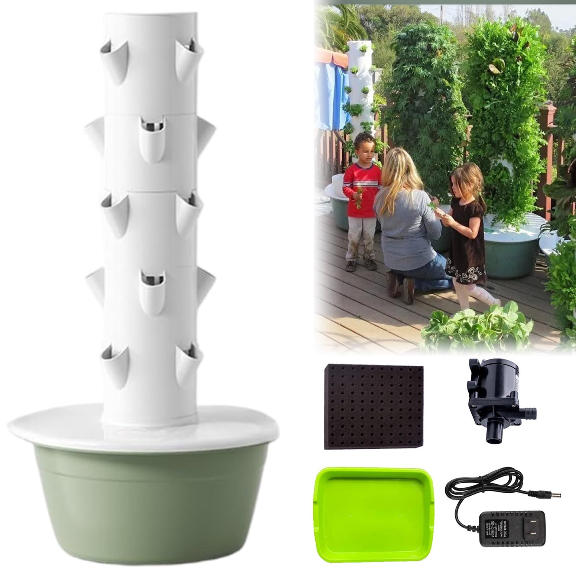 Tour pour balcoins: Légumes Frais Depuis Votre terrasse | Matériaux résistants aux UV. Parfait pour balcons ensoleillés.(Green,9 layer with Grow Light)