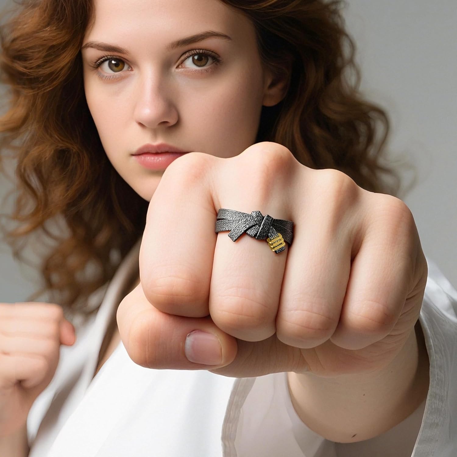 AILIN Custom Black Belt Rings Martial Arts Jewelry Sterling Silver 925/BrassPersonalized Engraved Karate Ring Birthday Gifts For Martial Arts Lovers
