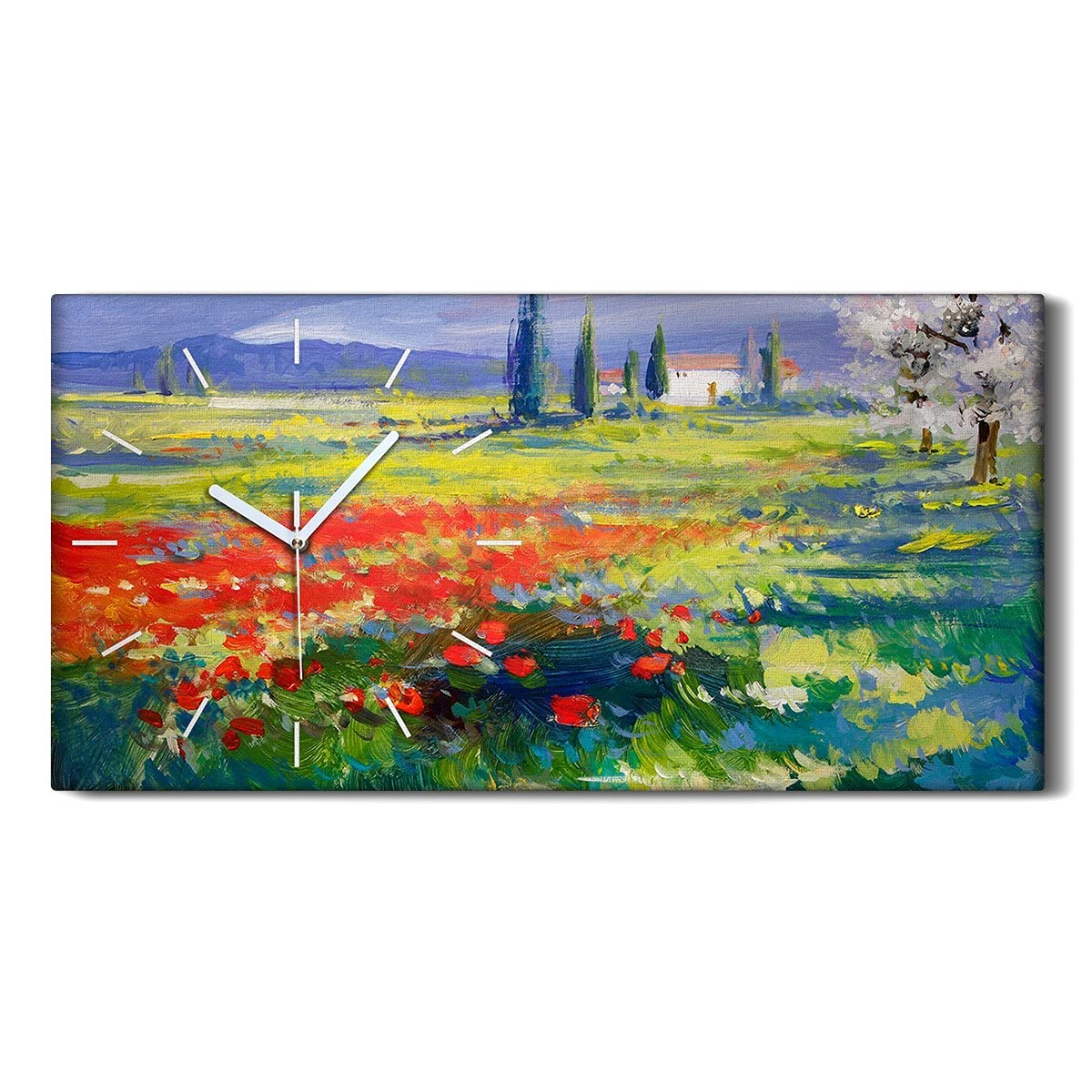 Horloge sur Toile Mains Blanches Coloray Décoration Silencieuse Art Moderne