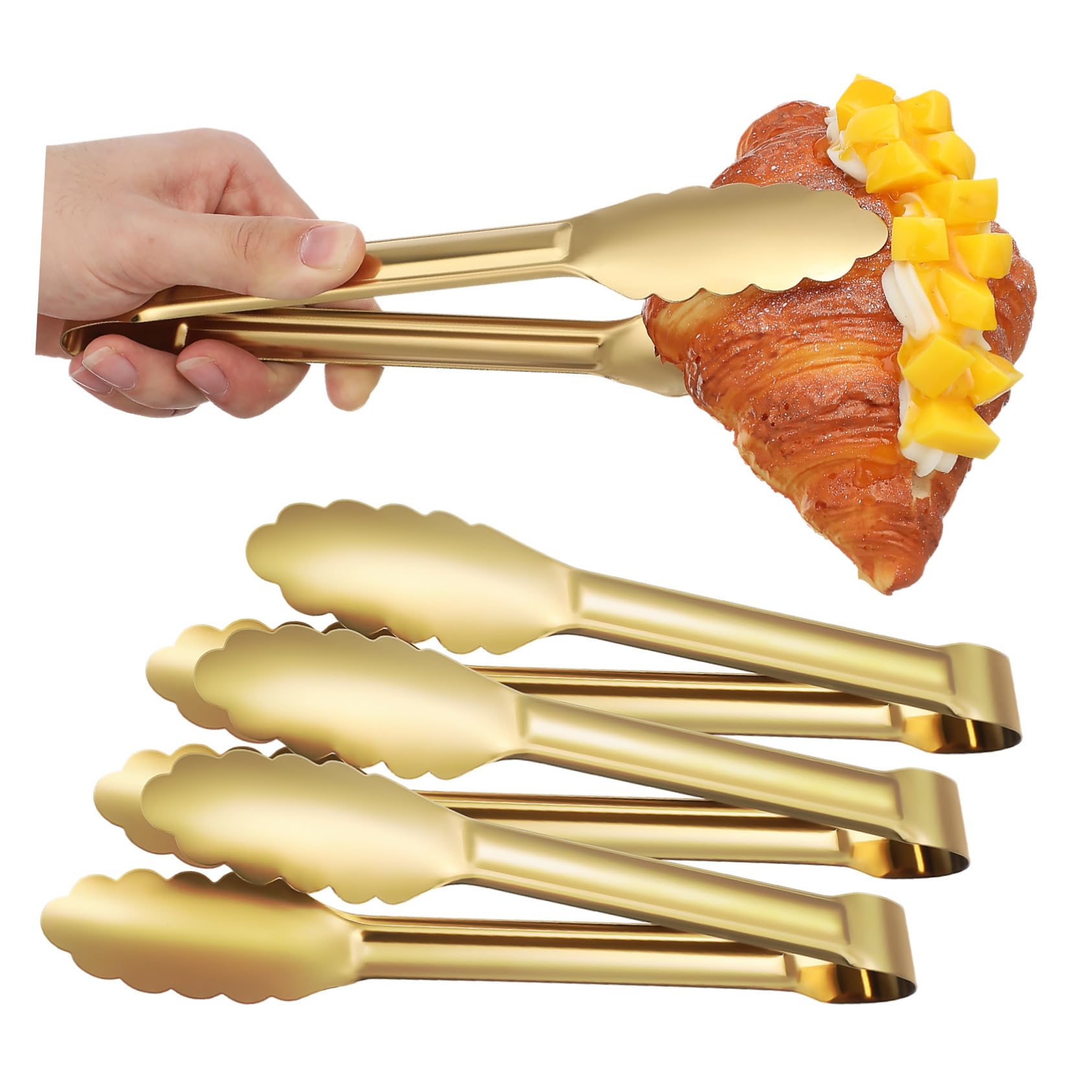 VALICLUD 4 Piezas Pinzas de Cocina Inoxidable de Pinzas para Servir Buffet Agarre Seguro y Acabado Pulido para Uso Ensaladas y Tostadas