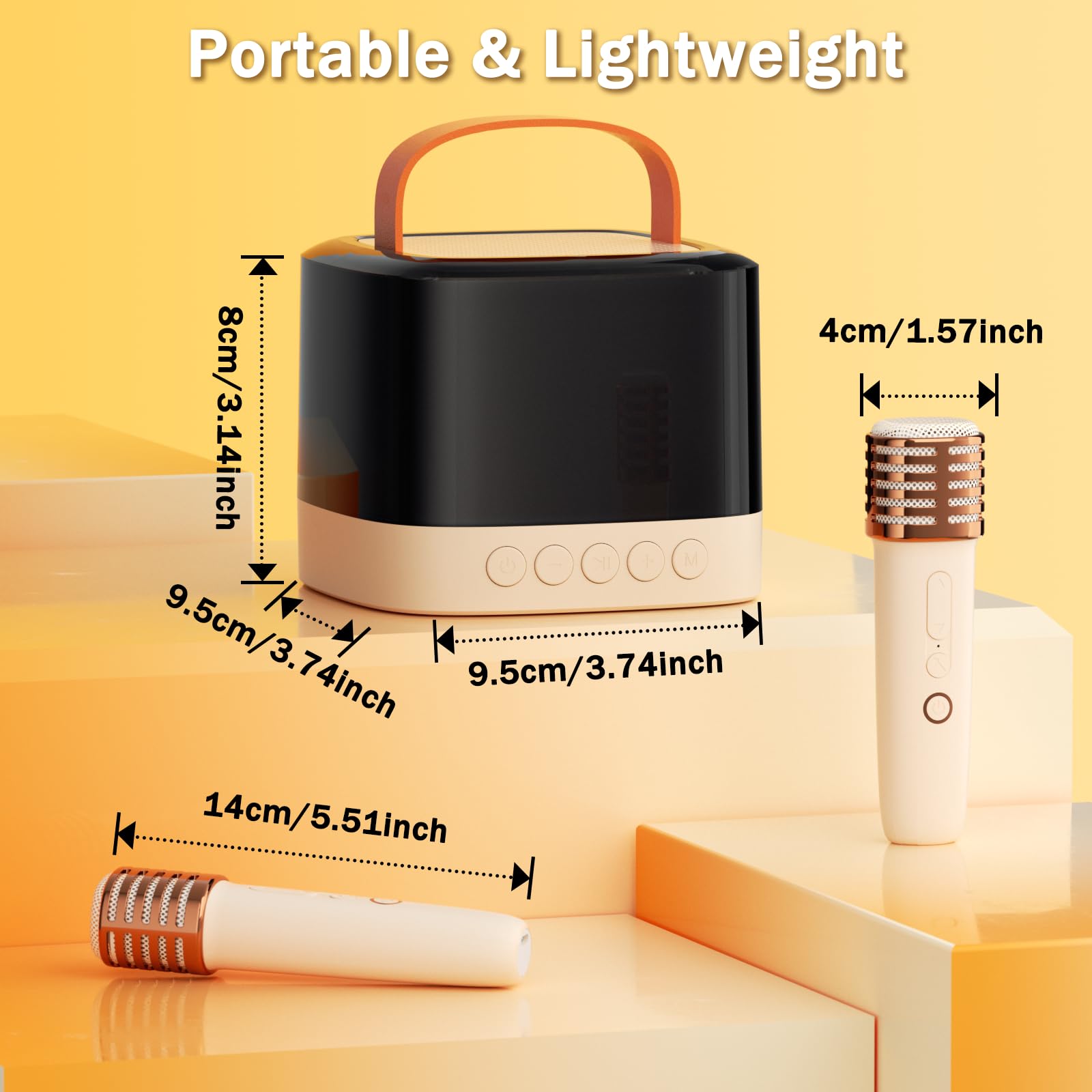 Karaoke Maschine Für Kinder Mit 2 Mikrofonen – Bluetooth, LED-Lichter, Stimmverzerrer, Für Kinder 3-18 Jahre
