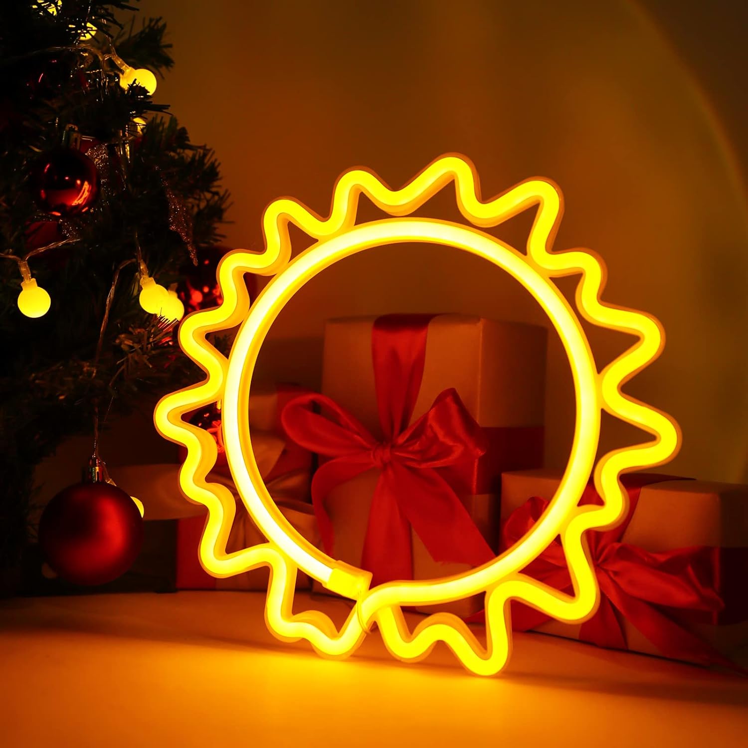 ENUOLI Sun Neon Signs, Neon Lights Signs Sunflower Warm White Light up Signs for Wall Decor Battery and USB Operated Neon Decorative Lights for Home, Bedroom, Bar, Party, Wedding, Christmas - Image 8