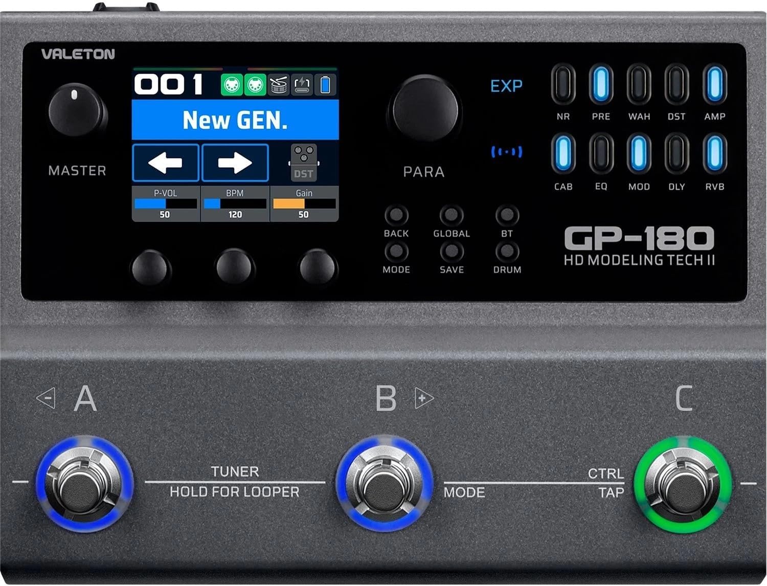 Valeton GP-180 Multi-Effects Guitar Processor with HD Pedal, Cab Modeling, 200+ Effects, IR & NAM, Looper, Drum Machine, USB Interface Tonebird Bundle