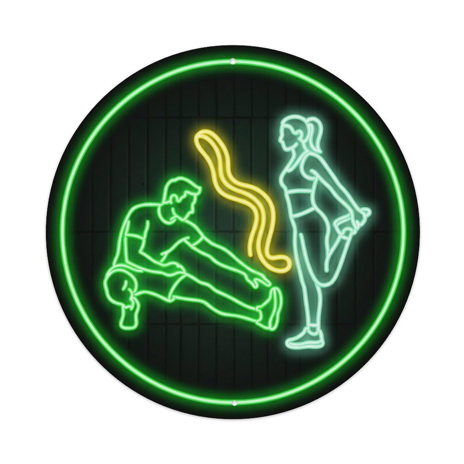 Yrnq 8X8inch Vintage Style Vintage Faux Neon Gym Retro Bodybuilding Fitness Flexibility Metal Tin Sign
