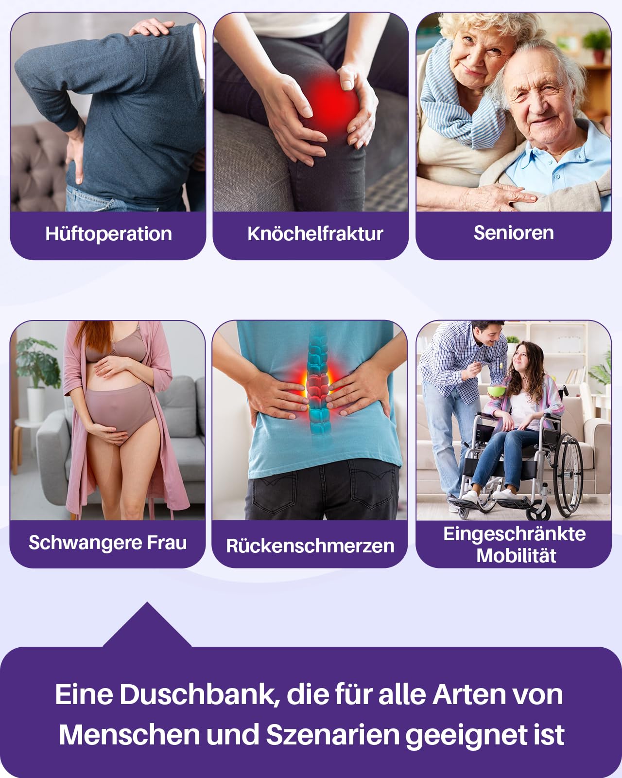 KEKOY Duschhocker für Senioren, 5-stufig höhenverstellbarer Duschstuhl für Senioren, Erwachsene, geeignet für begehbare Duschen & Badewannen, belastbarer Duschstuhl mit Integrierte Griffe, Grau