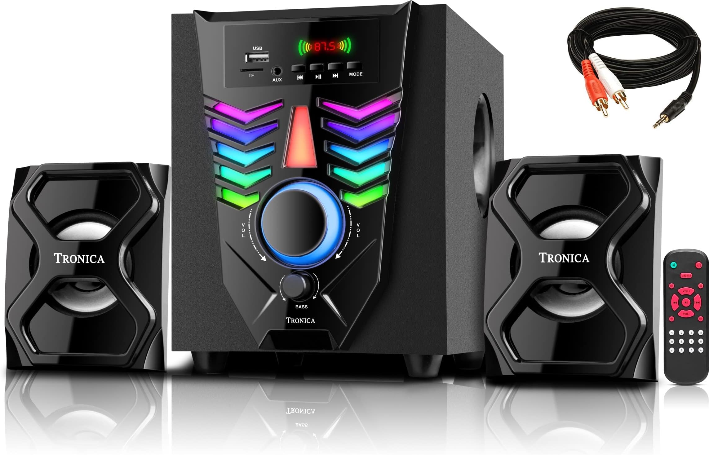 TRONICA FD-201 25W 2.1 Channel Bluetooth Home Theater System with Remote FM USB AUX LED TV Support