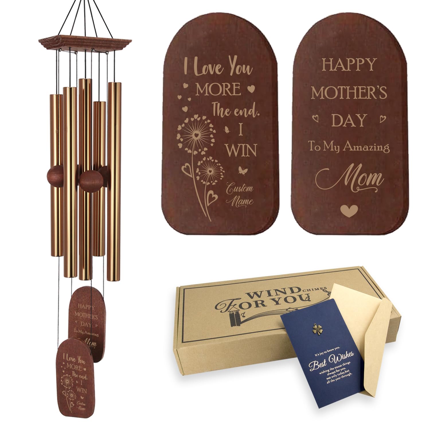 ASTARIN Personalized Gifts for Mom, Custom Wind Chimes Mothers Day Birthday Gifts from Daughter, Home Decoration Windchime Gift for New Mom, Thank You Gift for Mother Wife Grandma