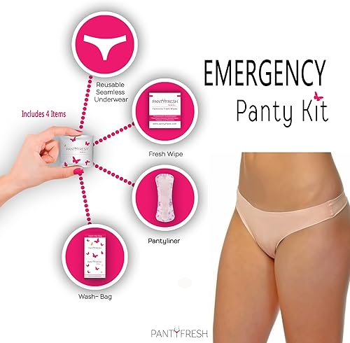 Miniatura 8 de Tanga de emergencia empaquetada individualmente, incluye bragas prelavadas sin costuras, toallitas frescas envueltas individualmente, bolsa esencial