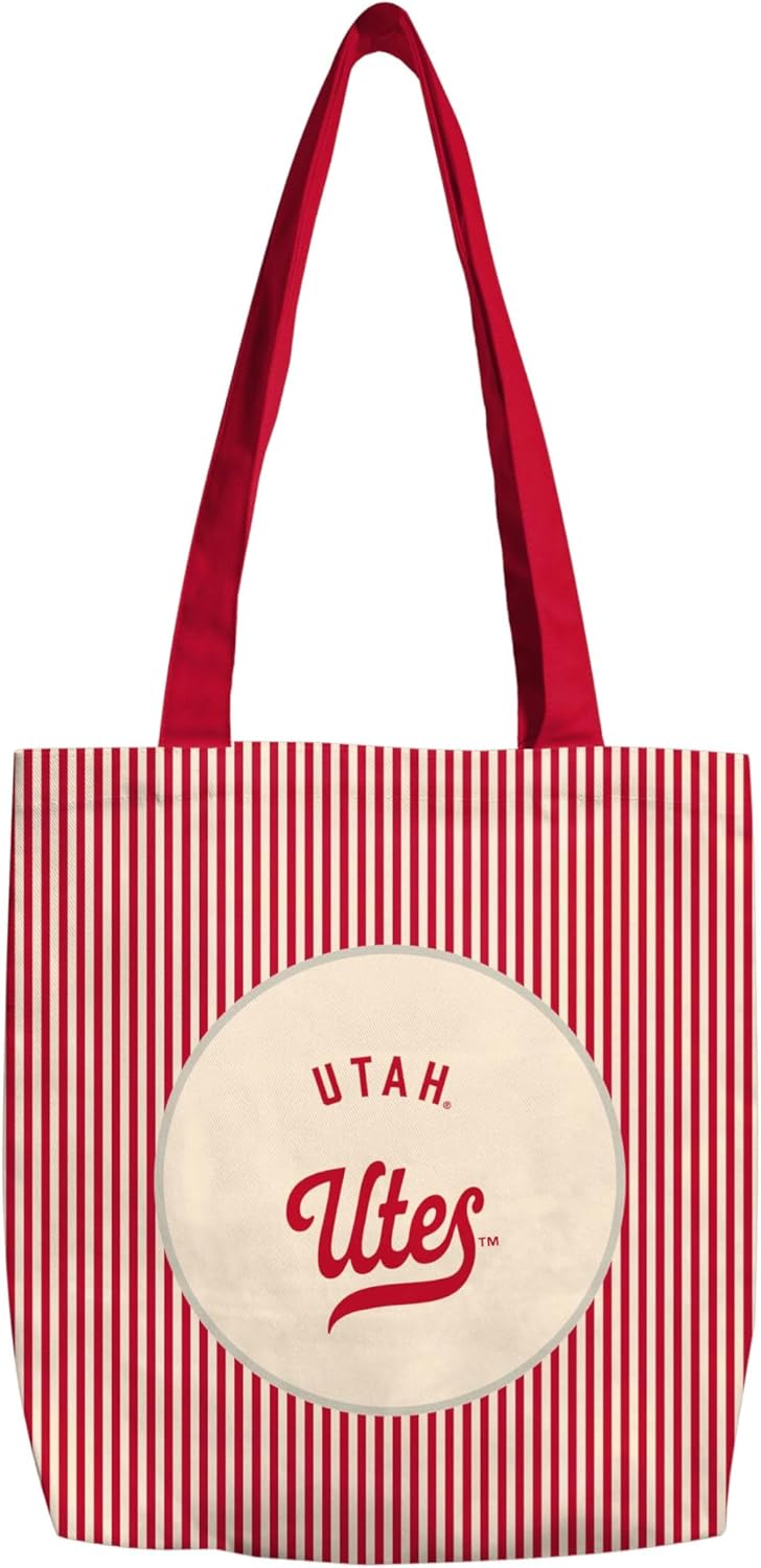 Logo Brands NCAA Classic Canvas Tote Bag – Lightweight Build, Fashionable Stripe Design – Ideal for Life On the Move