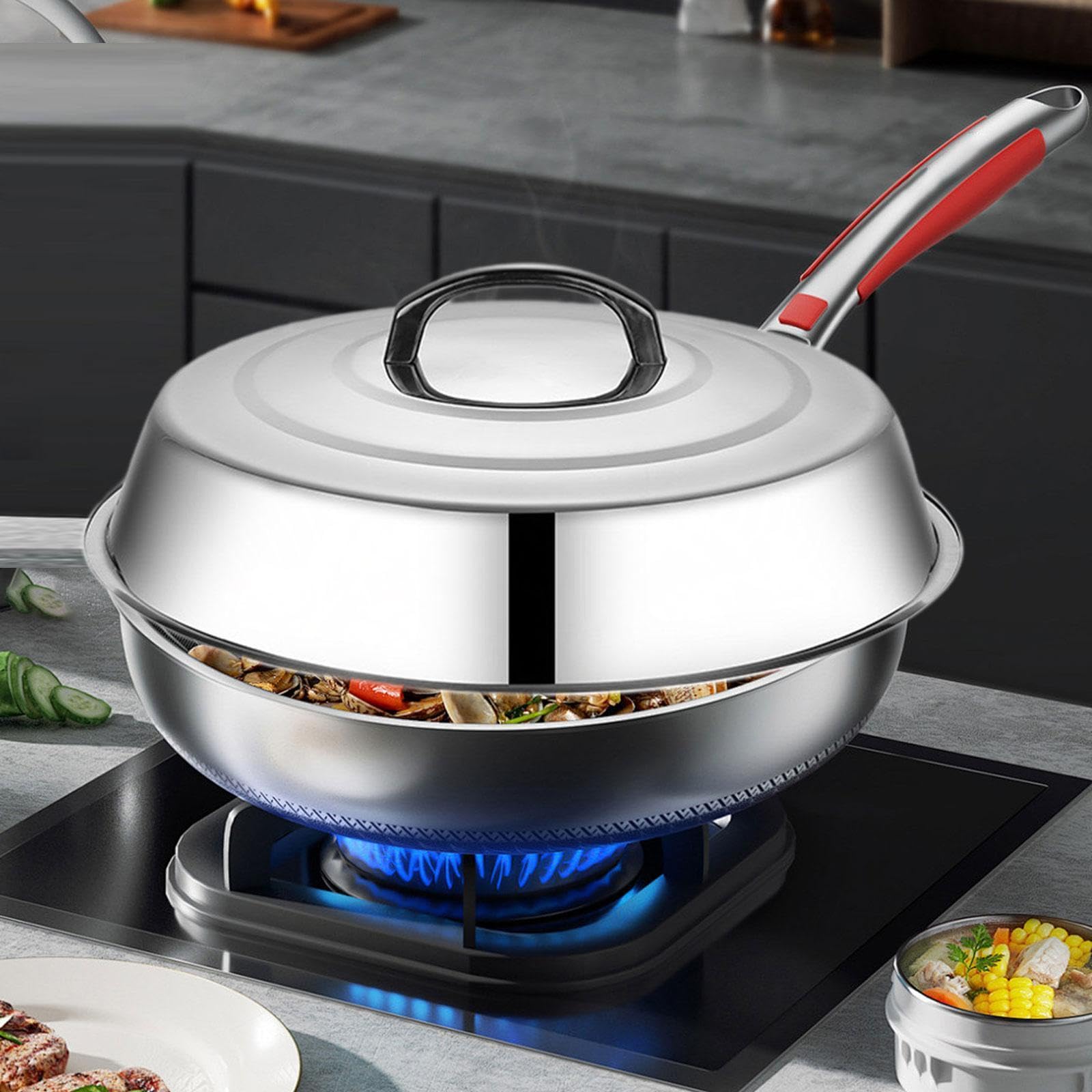 Universal-Deckel für die Küche, Edelstahl-Deckel mit Griff für Töpfe und Pfannen, Grill Melting Dome Roasting Lid Cooking Pot Lid Ideal für Outdoor Camping, BBQ, Kochen, 45 cm