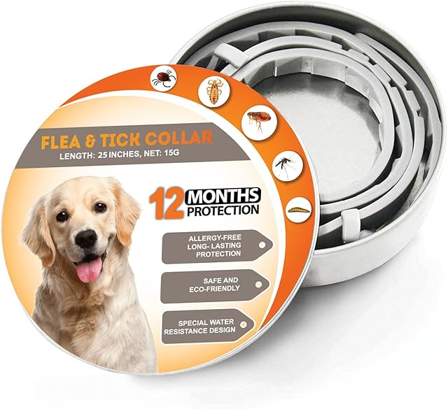 Dog Flea Collars 25 Inches - Flea Collars for Dogs Flea Treatment for Dogs up to 12 Months - Waterproof Dog Flea Collar - Dog Flea Treatment with 100% Natural Ingredients