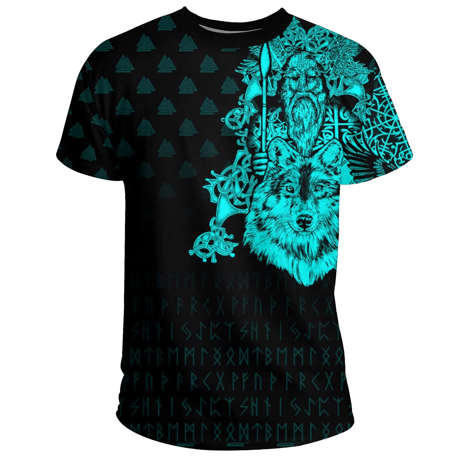 LRKZLRKZ Men'S Quick Dry T Shirt, Nordic Mythology Viking Style Old Norse Odin Tattooed Light Color Harajuku Tops, Summer Sports Absorb Sweat Shirt