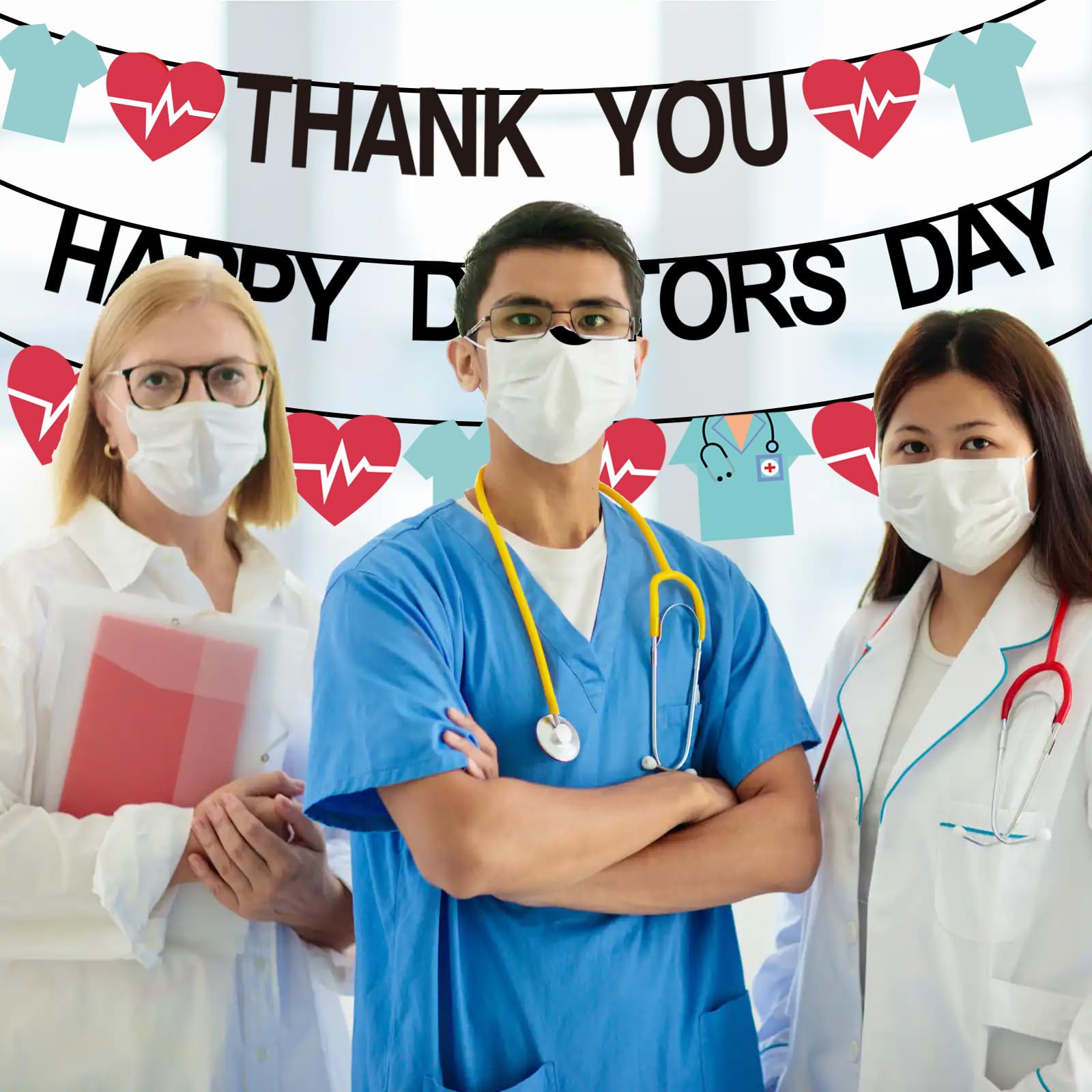 Happy Doctors Day Backdrop Banner - 70x45 Inch Appreciation Banner Decor, Medical Theme Party Background For National Doctors Day - View #10